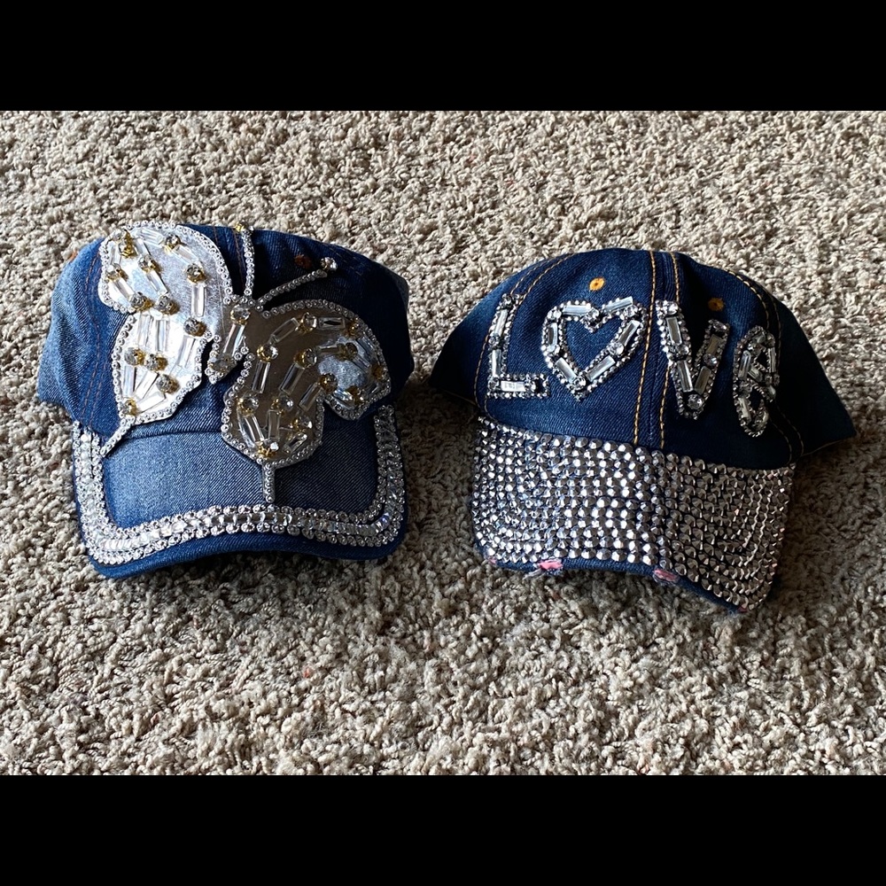 2 BLING denim hats